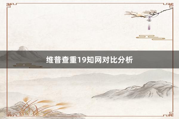 维普查重19知网对比分析